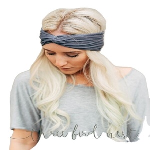 ที่คาดผมแฟชั่นสีกรมท่าแบบยืดได้สำหรับผู้หญิงเดรสขนาดใหญ่พิเศษห่อผมแบบเรียบง่ายด้วยผ้าคอตตอน - Product Image 6