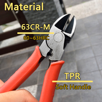 Pince coupante industrielle FUJIYA F-104 de qualité supérieure pour câbles en acier, poignée en plastique souple, surface de mâchoire biseautée, OEM