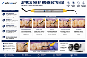 Zetomed Pro Universal Thin PFI, Herramienta Dental Restauradora Ergonómica de Doble Punta, de Acero Inoxidable - Product Image 2