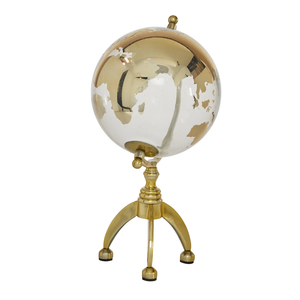 Luxury Polished Gold-Plated Metal <b>Rotating</b> World Globe for Modern <b>Desk</b> Decoration Office & Home Use - Product Image 1