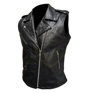 <b>Motorcycle</b> Leather Vest Men Winter Customizable Low Price Genuine Leather Vest - Product Image 6