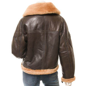 Veste bomber en cuir d'agneau véritable pour femmes, écologique, respirante, à double col, style streetwear pour femmes - Product Image 2