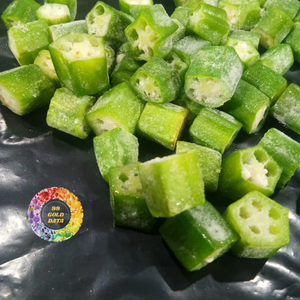 Okra (Lady Finger) Surgelée IQF de Qualité Supérieure, Hachée en Cubes Entiers, Sans OGM, Grade Supérieur 99 Gold Data Bulk - Product Image 1