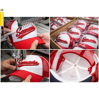 Casquette de baseball délavée RTS en tissu de coton respirant |   Broderie 3D en relief haute densité rouge |   Fabricant direct d'usine
