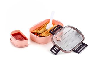 Lonchera Rectangular de Plástico con Tapa, Apilable, Libre de BPA, a Prueba de Fugas, 2 Compartimentos, de un Solo Nivel, para Niños, Tamaño M - Product Image 4