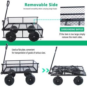 All'ingrosso pesante 4 ruote telaio in acciaio giardino Utility Wagon 550 Lbs capacità 10 \ "pneumatici rotanti 180 gradi rotanti - Product Image 6