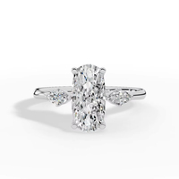 Anillo de Compromiso para Mujer con Diamante Cultivado en Laboratorio de Corte Ovalado Alargado, Plata 925, Incoloro VVS 11x5.5mm, Certificado IGI, Lujo MAHANT GEMS