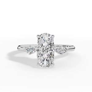 Anillo de Compromiso para Mujer con Diamante Cultivado en Laboratorio de Corte Ovalado Alargado, Plata 925, Incoloro VVS 11x5.5mm, Certificado IGI, Lujo MAHANT GEMS - Product Image 1