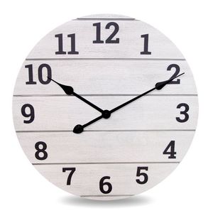 Grande Orologio da Parete Analogico in Legno Sbiancato, Decorazione di Lusso in Stile Antico - Product Image 1