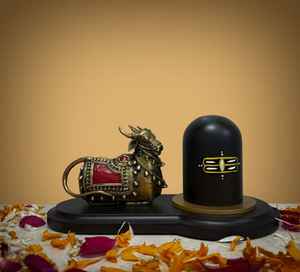 HOME GENIE Shivling con Ídolo de Nandi en Plataforma, Conjunto Decorativo de Shivling para el Mandir del Hogar - Product Image 2
