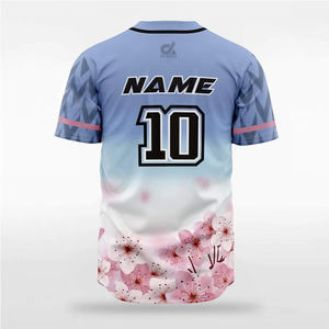 เสื้อเบสบอลลายดอกไม้ไล่เฉดสีฟ้าชมพู ปี 2025 แบบสั่งทำพิเศษ พร้อมกระดุมติด ชุดทีมพิมพ์ลายดอกไม้  สามารถใส่ชื่อและหมายเลขได้ตามต้องการ - Product Image 4