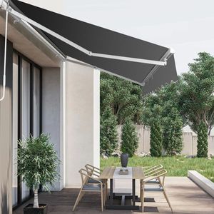 Tenda da Sole a Cassonetto 12x10FT con Struttura Retrattile in Lega di Alluminio e Telo in Poliestere Grigio, Illuminazione a LED per Balcone e Spazi Esterni - Product Image 6