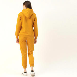 Ensemble de survêtement élégant pour femme 2026, deux pièces, imprimé, respirant, 100 % coton, écologique, pour l'hiver, couleur jaune - Product Image 2