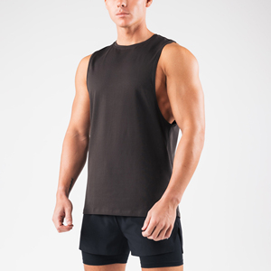 shirt for exercise gym Fitness Sports Muscle Round Neck Loose 100% Cotton Men's Tank Tops for Summer <b>Vest</b> Sleeveless T - Product Image 6