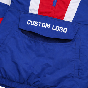 Custom Logo <b>Men's</b> Windproof <b>Jacket</b> Color Blocking Hooded <b>Half</b>-<b>Zip</b> Sporty Autumn Wear Front Pocket Design - Product Image 3