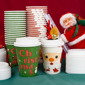 Vasos de Café Desechables Navideños de 12 oz con Tapas, Diseño de Papá Noel para Chocolate Caliente y Bebidas Calientes, Vasos de Papel para las Fiestas Navideñas - Product Image 3