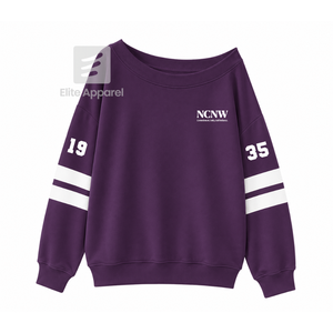 Custom NCNW Council Breathable Varsity <b>Sweatshirt</b> with Embroidered Logo on Front purple White full Sleeve for Female - Product Image 1