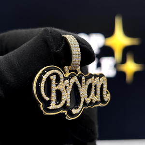 Collar Personalizado con Nombre en Burbuja, Plata de Ley 925, Moissanita VVS, Esmalte Negro, Estilo Hip Hop, OEM, ODM, Venta al Por Mayor, Unisex - Product Image 4
