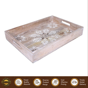 Bandeja de Servicio de Alimentos Rectangular de Madera Tallada a Mano de Primera Calidad para Restaurantes y Hoteles, Fabricada en India - Product Image 3