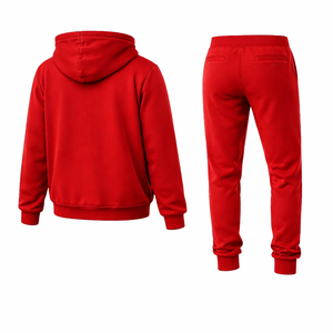 Conjunto Deportivo para Hombre, Sudadera con Capucha Roja, Pantalones Jogger, Ropa Deportiva para Gimnasio, Traje de Entrenamiento, Logotipo Personalizado, Conjunto de Felpa de Algodón - Product Image 3