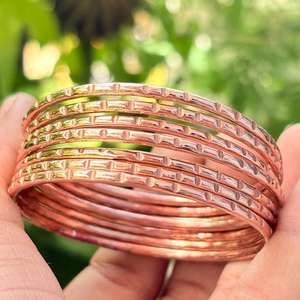 Belladec Handcrafted Textured <b>Copper</b> <b>Bangle</b> Set Stackable Artisan Bracelets Traditional Elegant Jewelry Boho Fashion Gift Women - Product Image 1