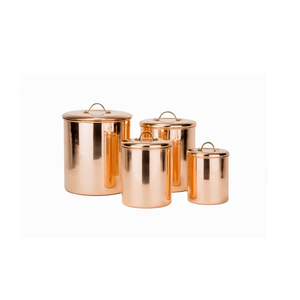 Antique Etched Copper Canister <b>Set</b> of Stainless Steel Food Storage Jars for <b>Tea</b> Coffee Sugar Vintage Kitchen Countertop Decor - Product Image 6