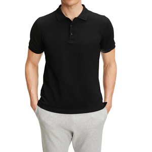 Polo de Piqué de Algodón de Manga Corta para Hombre, Color Negro, Estilo Casual, Tejido Transpirable, Corte Regular - Product Image 1