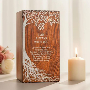 Walnut Finish Wooden Cremation Urn for Adults Eco Wooden Urn for Human Ashes by AYAANS - Product Image 1