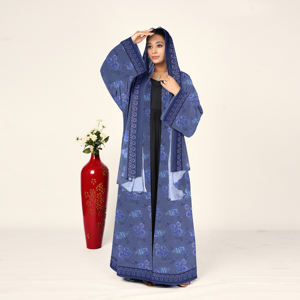 Abaya de Chifón Sólido con Pañuelo Drapeado para la Cabeza, Manga Fluida Abierta por Delante, Atuendo Islámico Modesto para Mujer, Eid Ramadán ODM - Product Image 2
