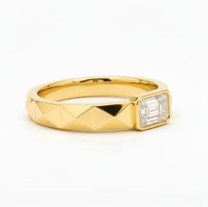 Emerald Cut <b>Mens</b> <b>Ring</b> 925 Sterling <b>Silver</b> Yellow Gold Plated Classic Statement Band Minimalist Engagement <b>Ring</b> - Product Image 4