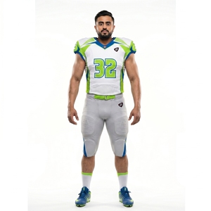 Ensemble d'uniformes de football américain personnalisés avec numéros d'équipe imprimés par sublimation, maillot en polyester et spandex, pantalon rembourré, équipes adultes, OEM - Product Image 1