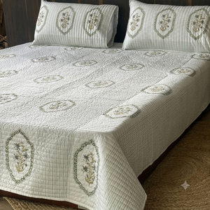 Wholesale Hand Block Printed Cotton <b>Bedspreads</b> Cotton <b>Quilted</b> Bedcover - Product Image 1