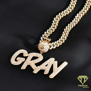Bling Custom DG Alphabet-Anhänger mit im Labor gezüchteten Diamanten, Iced-Out-Buchstaben-Design, brillante Steinbesetzung, Anhänger aus Sterlingsilber - Product Image 5