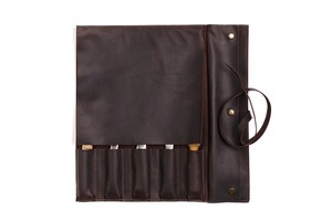 Organisateur de couteaux pliable en cuir véritable écologique et durable, style chasse, 4-6 compartiments, portable, robuste, pour le rangement d'outils - Product Image 5