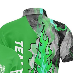 Custom Men's Darts Polo Shirt Green Flame Dartboard Print Short Sleeve Team Name <b>Sports</b> <b>Jersey</b> - Product Image 4