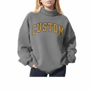 Sweat-shirt surdimensionné en molleton pour femme, col montant, avec logo frontal, coupe-vent et écologique, collection automne 2026 – Vente en gros personnalisée de haute qualité - Product Image 4