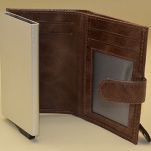 Cartera de Cuero Genuino Hecha a Mano, Estilo Vintage, Cierre Corto con Broches, Unisex, Uso Diario, Color Marrón - Product Image 2