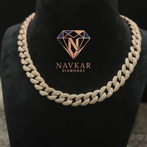 Iced Out 15mm 4 Row 925 <b>Silver</b> 14k Real Gold Plated VVS1 Moissanite Diamond Cuban Link <b>Chain</b> Necklace <b>Men</b> for Formal Wear - Product Image 1