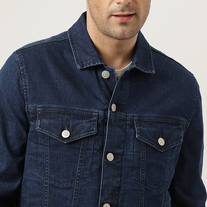 Veste en jean pour homme Oemr, style streetwear, grande taille, en cuir respirant et imperméable, avec col en denim tissé au crochet, effet délavé - Product Image 6