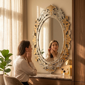 Miroir mural baroque vénitien élégant | Miroir décoratif en verre de style antique de luxe pour salon, chambre et décoration intérieure d'hôtel - Product Image 2