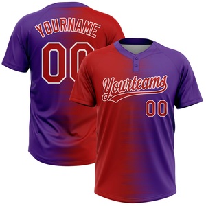 Camiseta de Béisbol Yourteams para Hombre, Rojo y Morado Degradado, Sublimada, Absorbente de Humedad, Manga Corta, Corte Regular, Ropa Deportiva para Adultos - Product Image 2