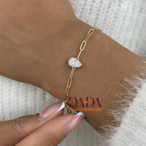 สร้อยข้อมือเพชรทรงลูกแพร์เพรสทีจ เพชรเลี้ยงในห้องปฏิบัติการ ดีไซน์โซลิแทร์ สำหรับผู้หญิง สร้อยแบบคลิปหนีบกระดาษทันสมัย เครื่องประดับอัญมณีชั้นดี สร้อยข้อมือแฟชั่น - Product Image 1