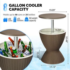 Outdoor Adjustable Height Cooler Table 8 Gallon Beer Wine Cooler All-Weather Resistant Patio <b>Bar</b> Outdoor <b>Cool</b> Furniture - Product Image 2