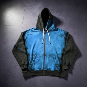 Nouveau design – Sweat à capuche vintage à épaules tombantes, personnalisable, pour homme, avec fermeture éclair intégrale, effet délavé et usé, vente en gros - Product Image 2