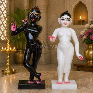 Marble ISKCON Radha Krishna Statue | Handcrafted Radha Krishna Marble Murti | White Marble Krishna Idol | MALIYAS Jaipur - Product Image 1