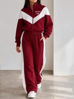 Ensemble de survêtement d'hiver pour femmes, veste coupe-vent unie et pantalon large, logo personnalisé, streetwear, vêtements de sport, service OEM