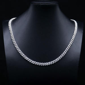 Luxury Iced Out Slim Cuban Link Hip Hop Chain White Gold Finish <b>Statement</b> <b>Necklace</b> for Men Women Premium Fashion Jewelry - Product Image 1