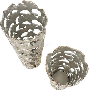 Silver Aluminum Flower <b>Vase</b> <b>Set</b> Handmade Eco-Friendly Modern Design Wedding & Christmas Home Garden Tabletop Decor - Product Image 2