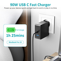 Cargador de Laptop USB-C de 90W Compatible con Lenovo ThinkPad, HP, Dell, Asus Chromebook, Acer, Samsung, MacBook con Puerto USB-A de 5V 2A