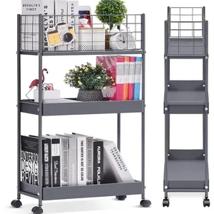 Modern Industrial Ceramic Rolling Utility Cart with <b>Wire</b> <b>Basket</b> Top Two Shelves Eco-Friendly American Style for Kitchen Storage - Product Image 3